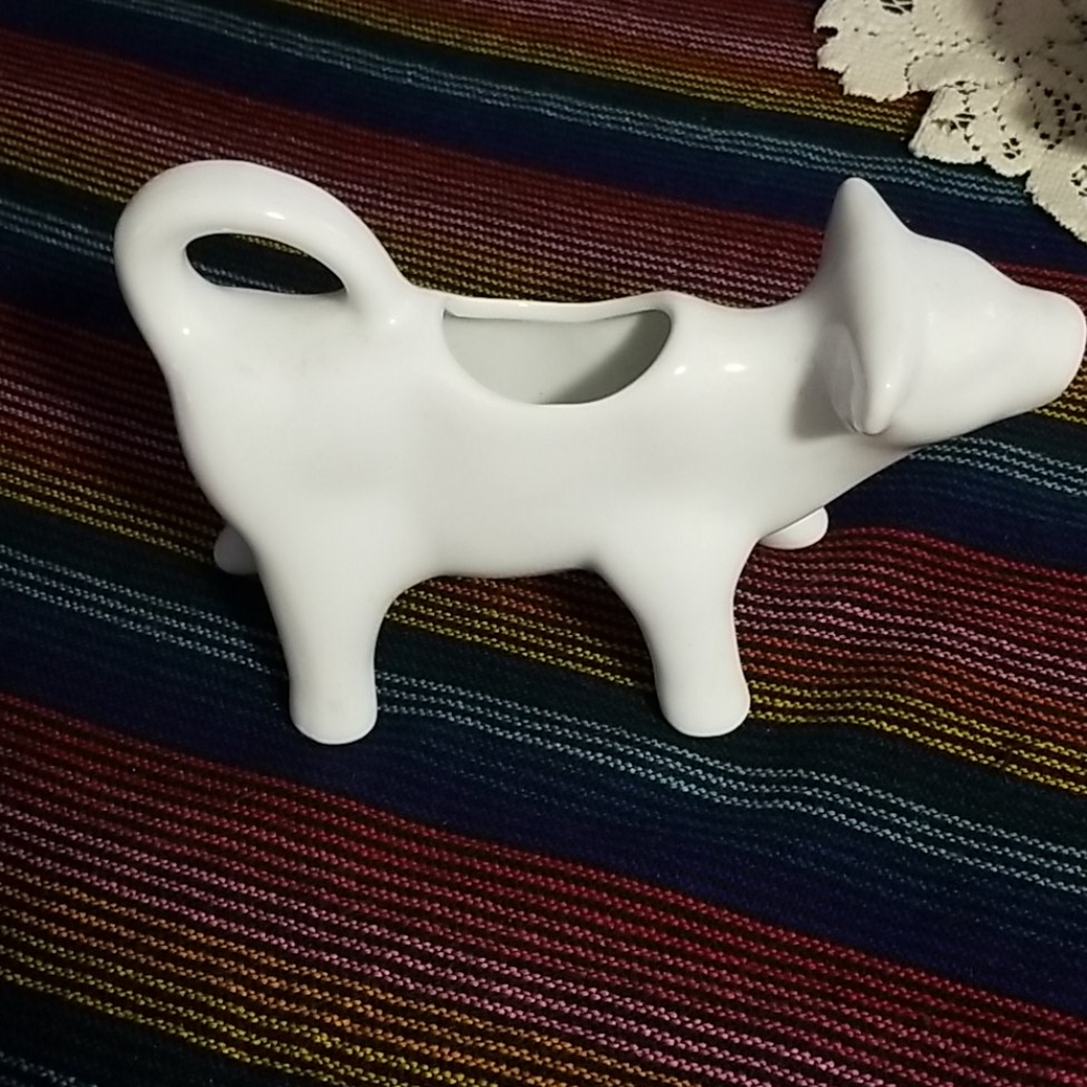 Vintage cow planter saucer gravy milk boat - Picture 2 of 11